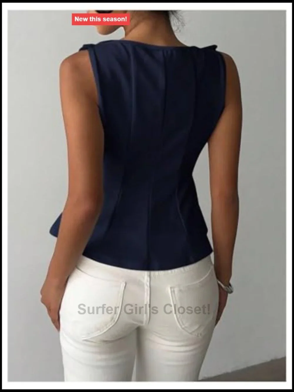 Women's Sleeveless Boat Neck Cinched Waist Peplum Tank Top Stretchable